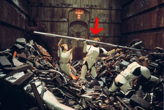 Han Solo trapped in a trash compactor. 